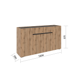 Комод МИКА 1604х870х384 дуб вотан/графит