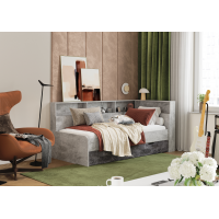 Кровать "Юта" 1,9 м бетон светлый/ бетон темный