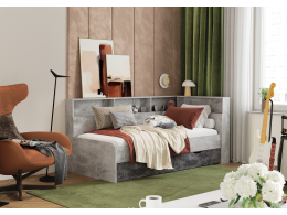 Кровать "Юта" 1,9 м бетон светлый/ бетон темный