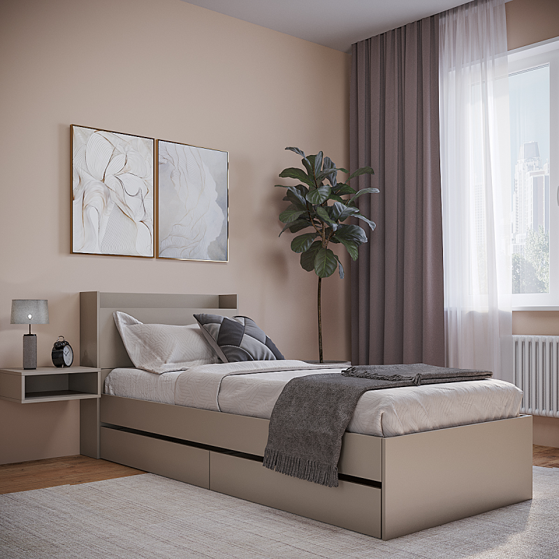 Кровать Астра (с ящиками) кашемир  900х2000