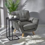 Придиванный столик Loft 35x35см, серый мрамор, чёрные ножки Придиванный столик Loft 35x35см, серый мрамор, чёрные ножки