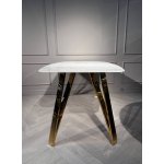 Стол обеденный Соар-2 F-1690,160х90х76 см, бело-серая керамика/золото