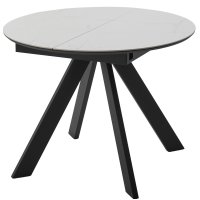 Стол БОНЖУР 100 БЕЛЫЙ МРАМОР, керамика / ЧЕРНЫЙ каркас М-City