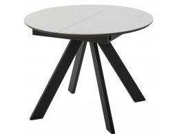 Стол БОНЖУР 100 БЕЛЫЙ МРАМОР, керамика / ЧЕРНЫЙ каркас М-City