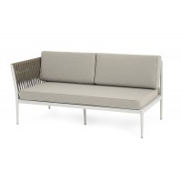 "Касабланка" правый модуль плетеный из роупа, каркас алюминий светло-серый (RAL7035) муар, роуп серо-коричневый 23мм, ткань бежевая 15052