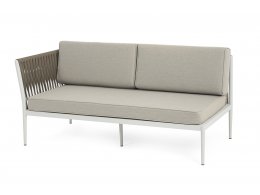 "Касабланка" правый модуль плетеный из роупа, каркас алюминий светло-серый (RAL7035) муар, роуп серо-коричневый 23мм, ткань бежевая 15052