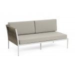 "Касабланка" правый модуль плетеный из роупа, каркас алюминий светло-серый (RAL7035) муар, роуп серо-коричневый 23мм, ткань бежевая 15052