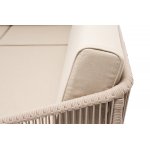 "Канны" диван модульный плетеный из роупа, каркас алюминий белый, роуп бежевый круглый, ткань бежевая 035