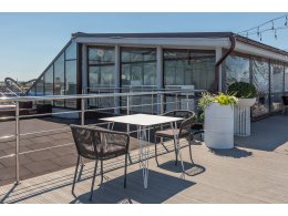 "Руссо" обеденный стол из HPL квадратный 90х90см, цвет молочный "Руссо" обеденный стол из HPL квадратный 90х90см, цвет молочный