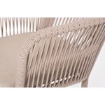 "Марсель" стул барный плетеный из роупа, каркас из стали белый муар, роуп бежевый круглый, ткань бежевая 15052
