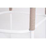 "Марсель" стул барный плетеный из роупа, каркас из стали белый муар, роуп бежевый круглый, ткань бежевая 15052