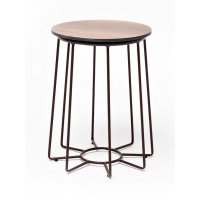 "Эквадор" журнальный стол из HPL круглый Ø40 H55, каркас из алюминия коричневый (RAL 8016) муар, цвет столешницы "дуб"