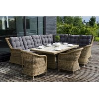 "Бергамо" обеденная группа угловая из искусственного ротанга, цвет соломенный