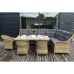 "Бергамо" обеденная группа угловая из искусственного ротанга, цвет соломенный