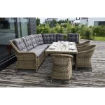 "Бергамо" обеденная группа угловая из искусственного ротанга, цвет соломенный