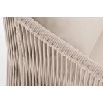 "Милан" диван 3-местный плетеный из роупа, каркас алюминий белый муар, роуп бежевый круглый, ткань бежевая 052