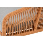 "Канны" диван 2-местный плетеный из роупа, каркас алюминий светло-серый (RAL7035) муар, роуп оранжевый меланж круглый, ткань светло-серая