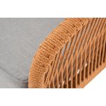 "Канны" диван 2-местный плетеный из роупа, каркас алюминий светло-серый (RAL7035) муар, роуп оранжевый меланж круглый, ткань светло-серая