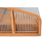 "Канны" диван 2-местный плетеный из роупа, каркас алюминий светло-серый (RAL7035) муар, роуп оранжевый меланж круглый, ткань светло-серая