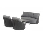 "Монтелла" лаунж-зона 5-местная плетеная из роупа (веревки), каркас алюминиевый темно-серый, роуп темно-серый "Монтелла" лаунж-зона 5-местная плетеная из роупа (веревки), каркас алюминиевый темно-серый, роуп темно-серый