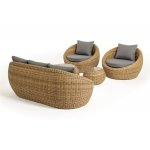 "Барселона" лаунж-зона из искусственного ротанга, цвет соломенный