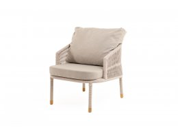 "Верона" кресло плетеное из роупа, каркас алюминий белый муар, роуп бежевый круглый, ткань бежевая 15052 "Верона" кресло плетеное из роупа, каркас алюминий белый муар, роуп бежевый круглый, ткань бежевая 15052