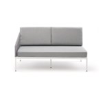 "Канны" правый модуль плетеный из роупа, каркас алюминий белый муар, роуп светло-серый круглый, ткань светло-серая