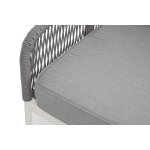 "Канны" правый модуль плетеный из роупа, каркас алюминий белый муар, роуп светло-серый круглый, ткань светло-серая