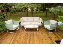 "Фиджи" лаунж-зона 5-местная плетеная из роупа (веревки), каркас алюминиевый светло-серый, роуп зеленый (4204)