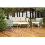 "Фиджи" лаунж-зона 5-местная плетеная из роупа (веревки), каркас алюминиевый светло-серый, роуп зеленый (4204)