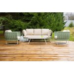 "Фиджи" лаунж-зона 5-местная плетеная из роупа (веревки), каркас алюминиевый светло-серый, роуп зеленый (4204)