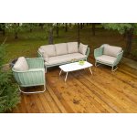 "Фиджи" лаунж-зона 5-местная плетеная из роупа (веревки), каркас алюминиевый светло-серый, роуп зеленый (4204)