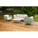 "Фиджи" лаунж-зона 5-местная плетеная из роупа (веревки), каркас алюминиевый светло-серый, роуп зеленый (4204)