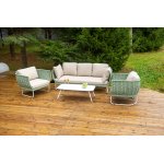 "Фиджи" лаунж-зона 5-местная плетеная из роупа (веревки), каркас алюминиевый светло-серый, роуп зеленый (4204)