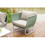 "Фиджи" лаунж-зона 5-местная плетеная из роупа (веревки), каркас алюминиевый светло-серый, роуп зеленый (4204)