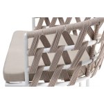 "Диего" стул плетеный из роупа, каркас из стали белый муар, роуп бежевый круглый, ткань бежевая 15052