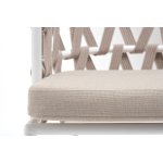 "Диего" стул плетеный из роупа, каркас из стали белый муар, роуп бежевый круглый, ткань бежевая 15052