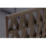 "Диего" диван 2-местный плетеный из роупа, каркас алюминий коричневый (RAL8016) муар, роуп коричневый круглый, ткань темно-серая 027