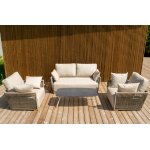 "Форли" лаунж-зона 4-местная плетеная из роупа (веревки), каркас алюминиевый светло-серый, роуп серо-коричневый