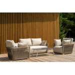 "Форли" лаунж-зона 4-местная плетеная из роупа (веревки), каркас алюминиевый светло-серый, роуп серо-коричневый