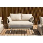 "Форли" лаунж-зона 4-местная плетеная из роупа (веревки), каркас алюминиевый светло-серый, роуп серо-коричневый