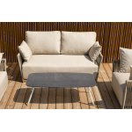 "Форли" лаунж-зона 4-местная плетеная из роупа (веревки), каркас алюминиевый светло-серый, роуп серо-коричневый