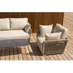 "Форли" лаунж-зона 4-местная плетеная из роупа (веревки), каркас алюминиевый светло-серый, роуп серо-коричневый