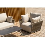 "Форли" лаунж-зона 4-местная плетеная из роупа (веревки), каркас алюминиевый светло-серый, роуп серо-коричневый