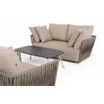 "Форли" лаунж-зона 4-местная плетеная из роупа (веревки), каркас алюминиевый светло-серый, роуп серо-коричневый