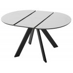 Стол БОНЖУР 100 БЕЛЫЙ МРАМОР, керамика / ЧЕРНЫЙ каркас М-City