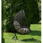 "Венеция" подвесное кресло-кокон из искусственного ротанга, цвет бронзовый с бежевой подушкой