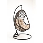 "Венеция" подвесное кресло-кокон из искусственного ротанга, цвет бронзовый с бежевой подушкой