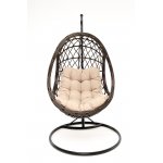 "Венеция" подвесное кресло-кокон из искусственного ротанга, цвет бронзовый с бежевой подушкой
