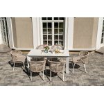 "Венето" обеденная группа на 6 персон со стульями "Милан", каркас белый, роуп бежевый
